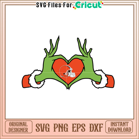 Grinch Heart Browns SVG Football Design