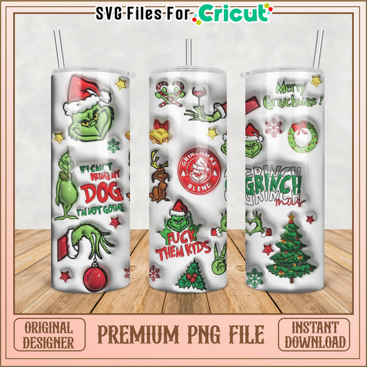 Grinch Holiday Tumbler Design PNG for Cricut Crafting Projects