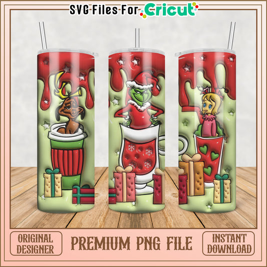 Grinch Holiday Tumbler PNG Design for Cricut Instant Download