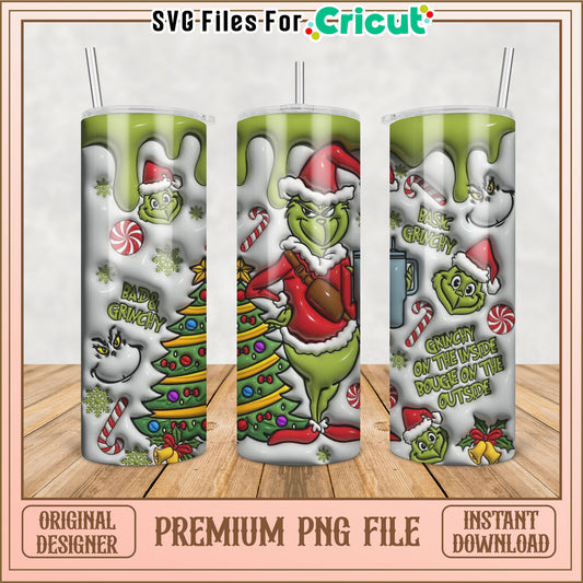 Grinch Holiday Tumbler PNG File for Crafting and Decorating Fun