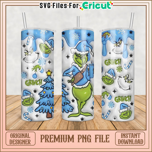 Grinch Holiday Tumbler PNG File for Cricut Crafting Projects