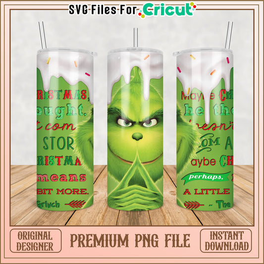 Grinch Holiday Tumbler PNG File for Cricut Instant Download Design