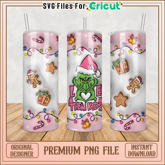 Grinch Inspired Christmas Tumbler Design PNG for Cricut Projects