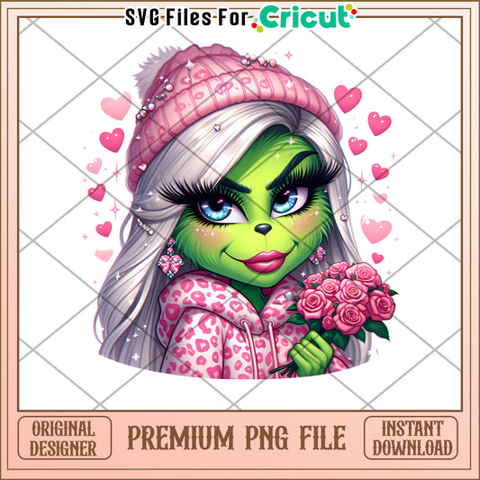 Grinch Inspired Cute Girl PNG for Cricut Crafts Download