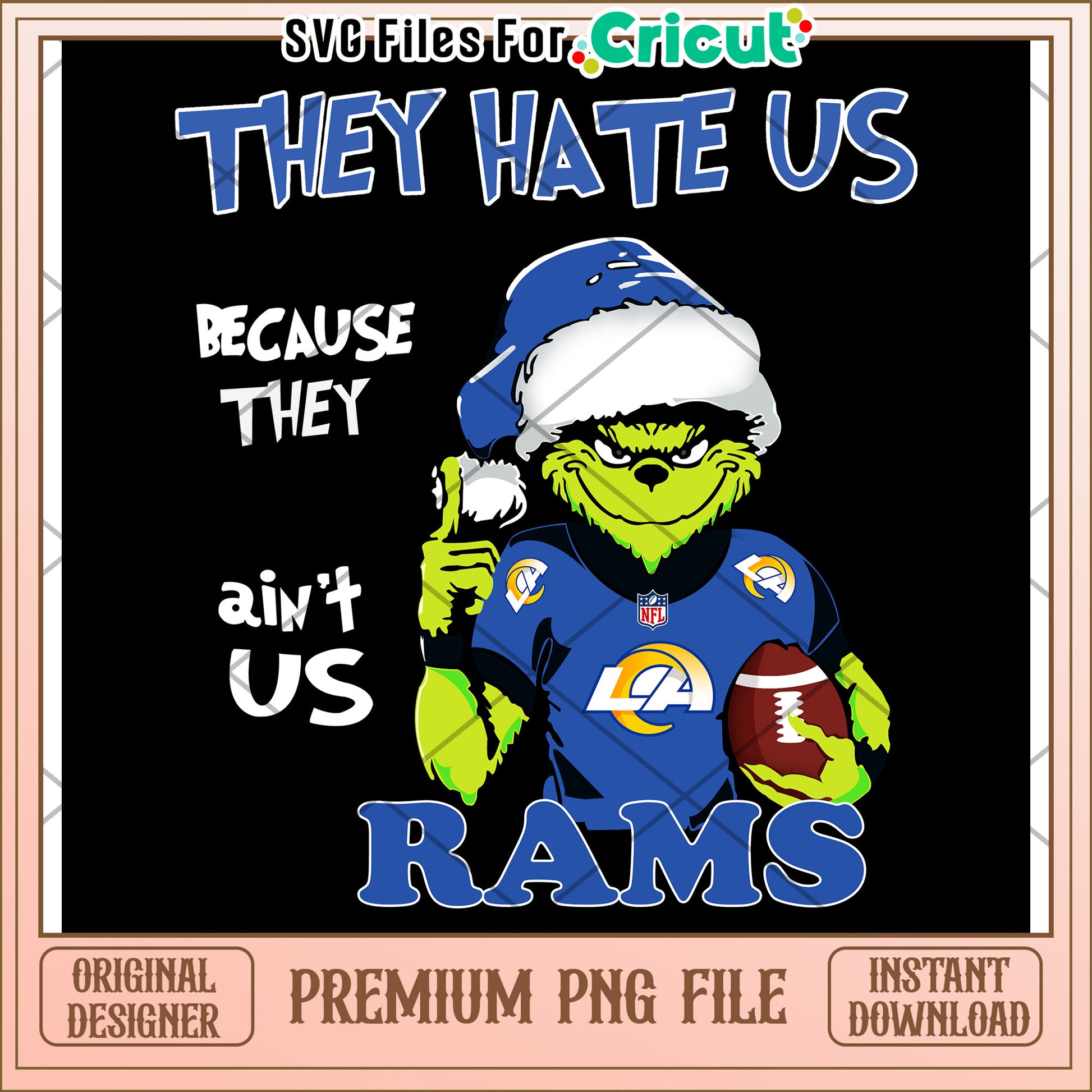 Grinch Inspired Rams PNG Design for Cricut, Perfect for Fans