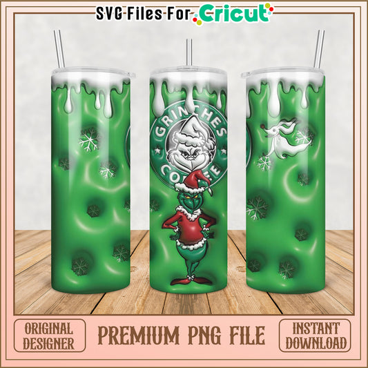 Grinch Inspired Tumbler Design PNG for Cricut Craft Projects