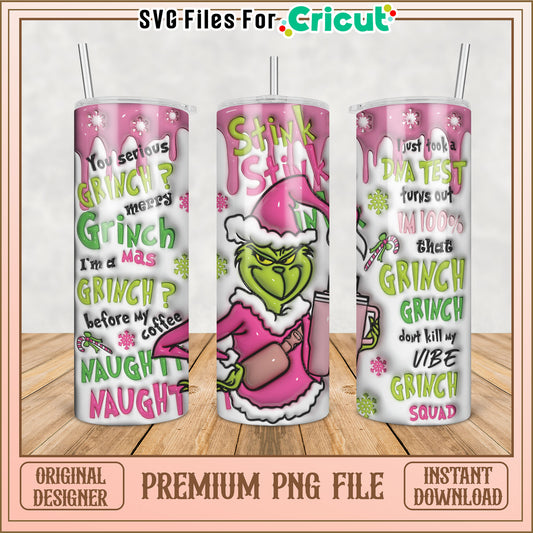 Grinch Inspired Tumbler Design PNG for Cricut Crafting Fun