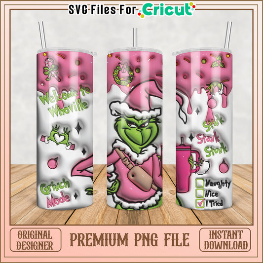 Grinch Inspired Tumbler PNG File for Cricut Crafting Projects