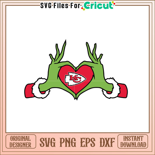 Grinch KC Chiefs Heart SVG