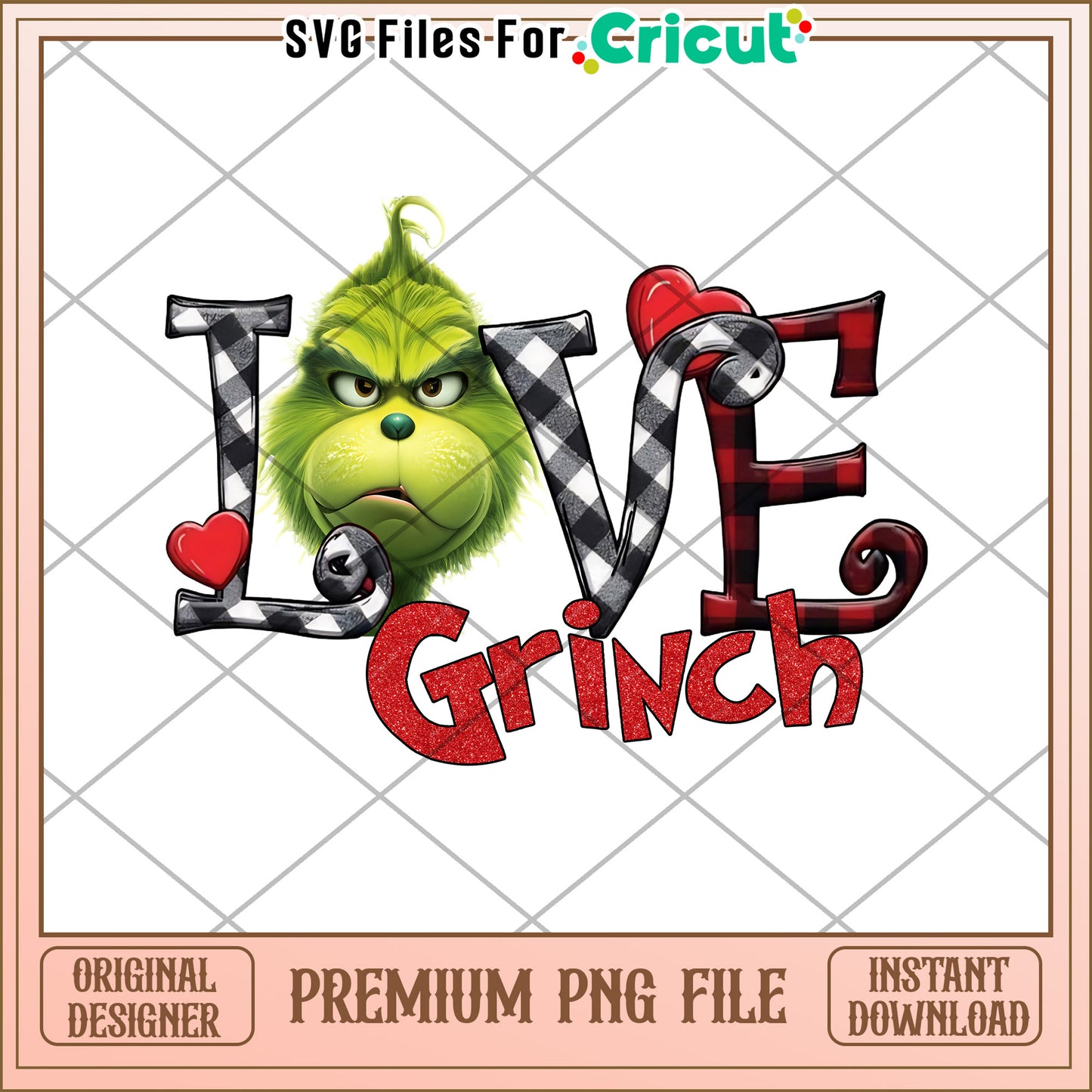 Grinch Love PNG Sublimation Design