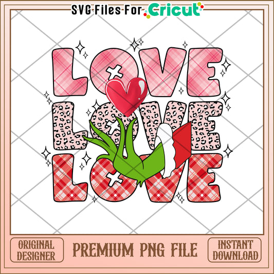 Grinch Love PNG Valentines Design