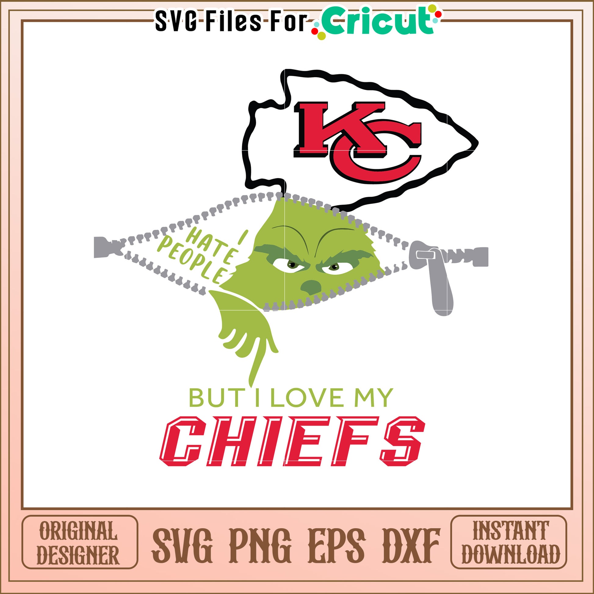 Grinch Love for Chiefs SVG Design Graphic Art
