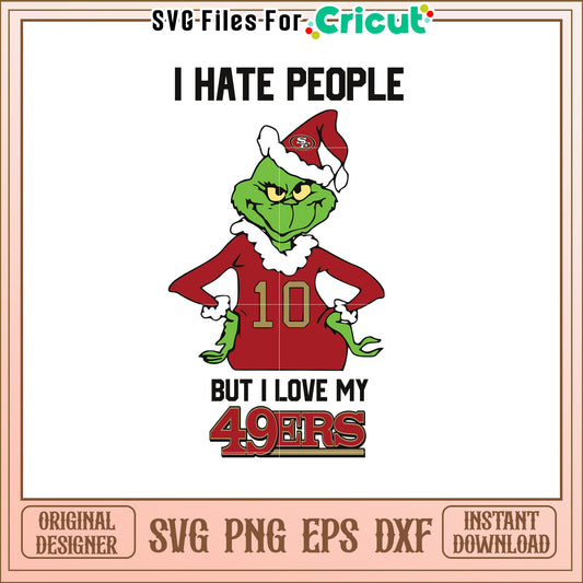 Grinch Loves 49ers Football SVG Design for Fans