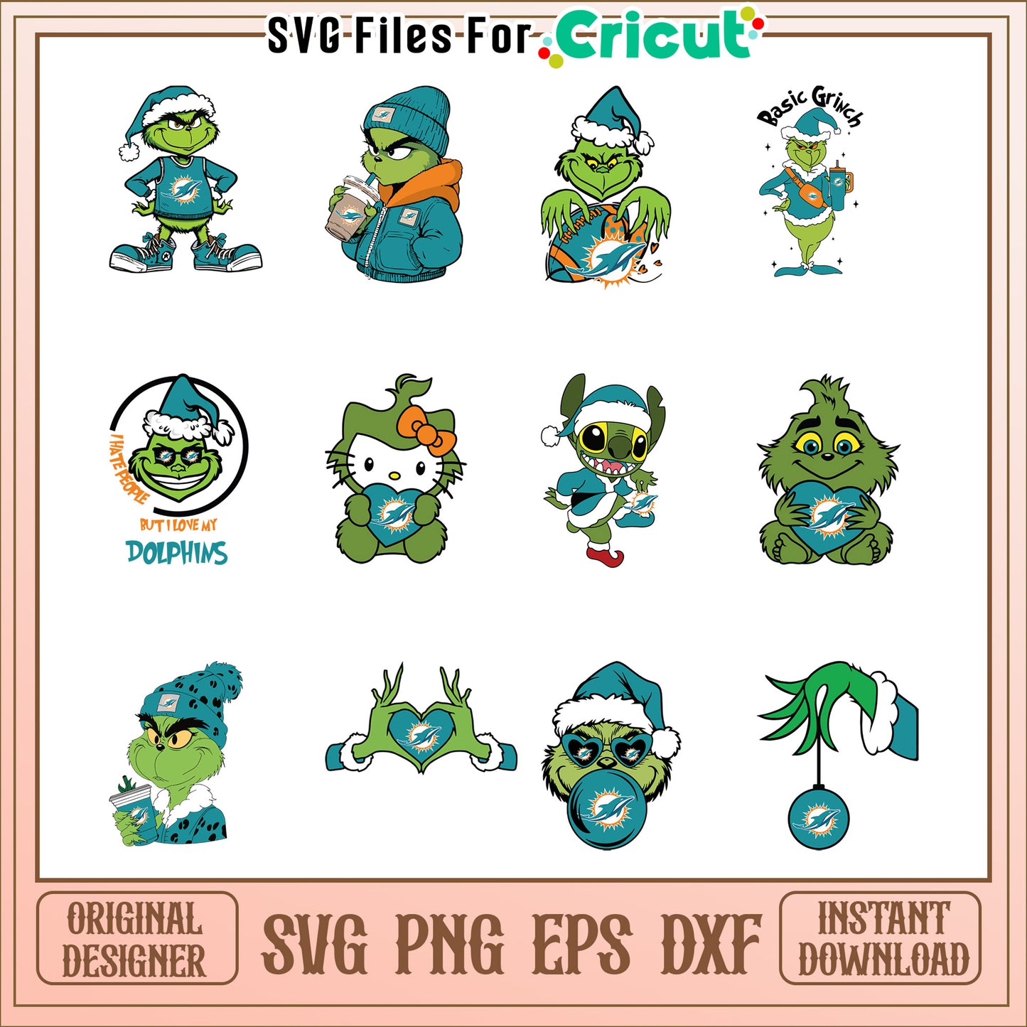 Grinch Miami Dolphins SVG Bundle