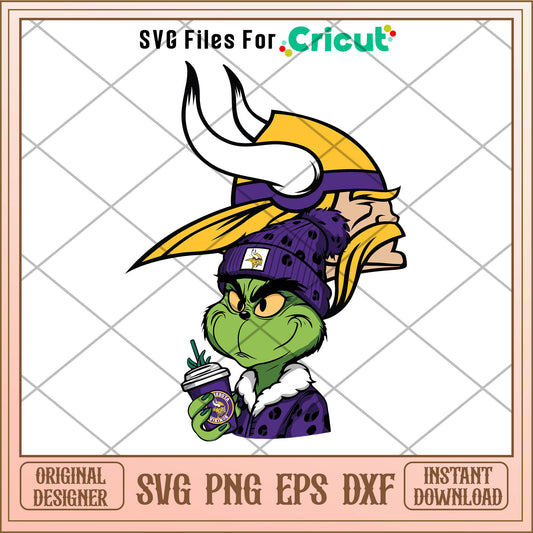 Grinch Minnesota Vikings Svg, minnesota vikings head coach​ svg