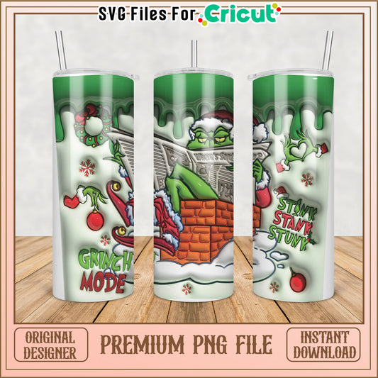 Grinch Mode Tumbler PNG Design for Cricut Instant Download