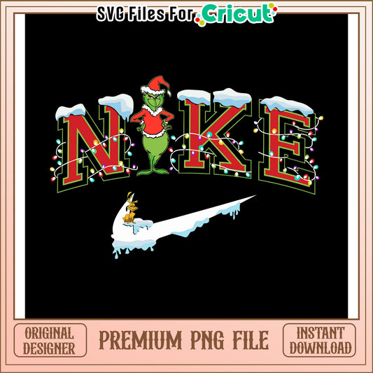 Grinch Nike Christmas PNG design, perfect for crafty projects