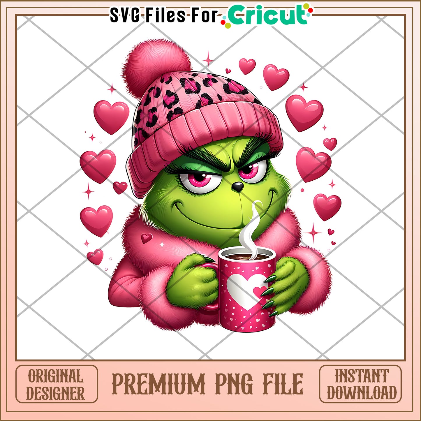 Grinch PNG File Cute Winter Design for Cricut Projects
