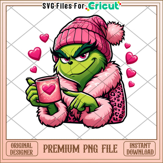 Grinch PNG Sublimation Design Pink Leopard