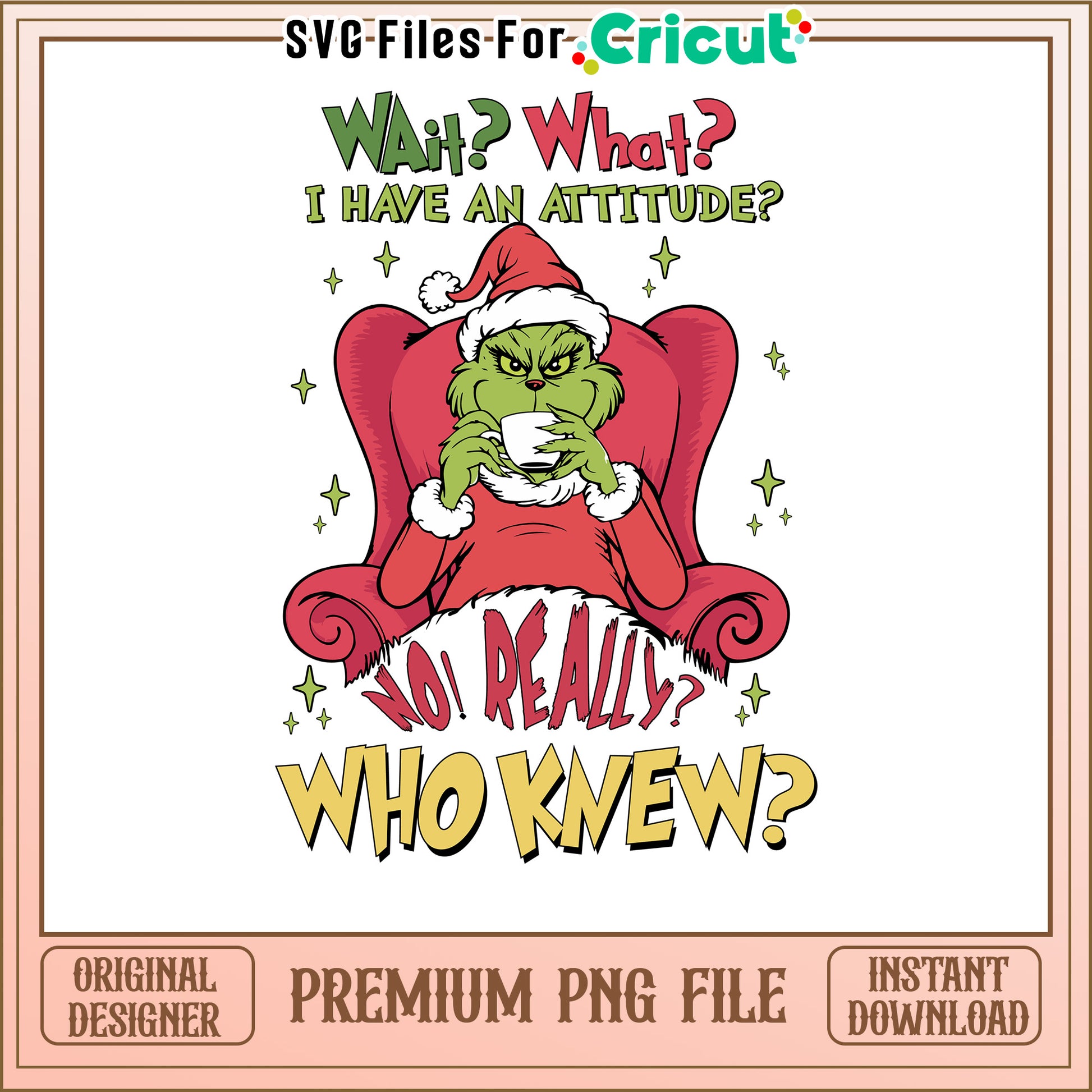 Grinch PNG, Christmas Attitude Premium Download