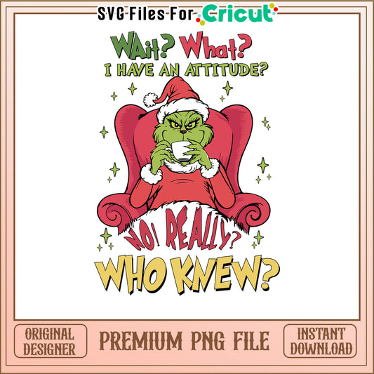 Grinch PNG, Christmas Attitude Premium Download