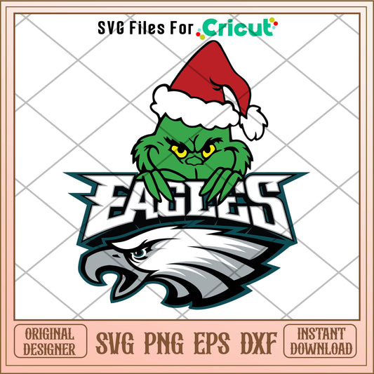 Grinch Philadelphia Eagles Logo Svg, american eagle grinch​ svg