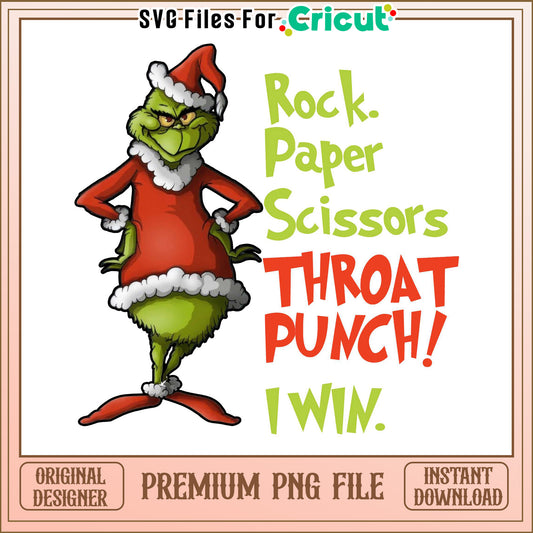 Grinch Rock Paper Scissors Throat Punch PNG Download, Fun Design for Crafts