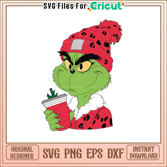 Grinch SVG Design Holiday Coffee Cup