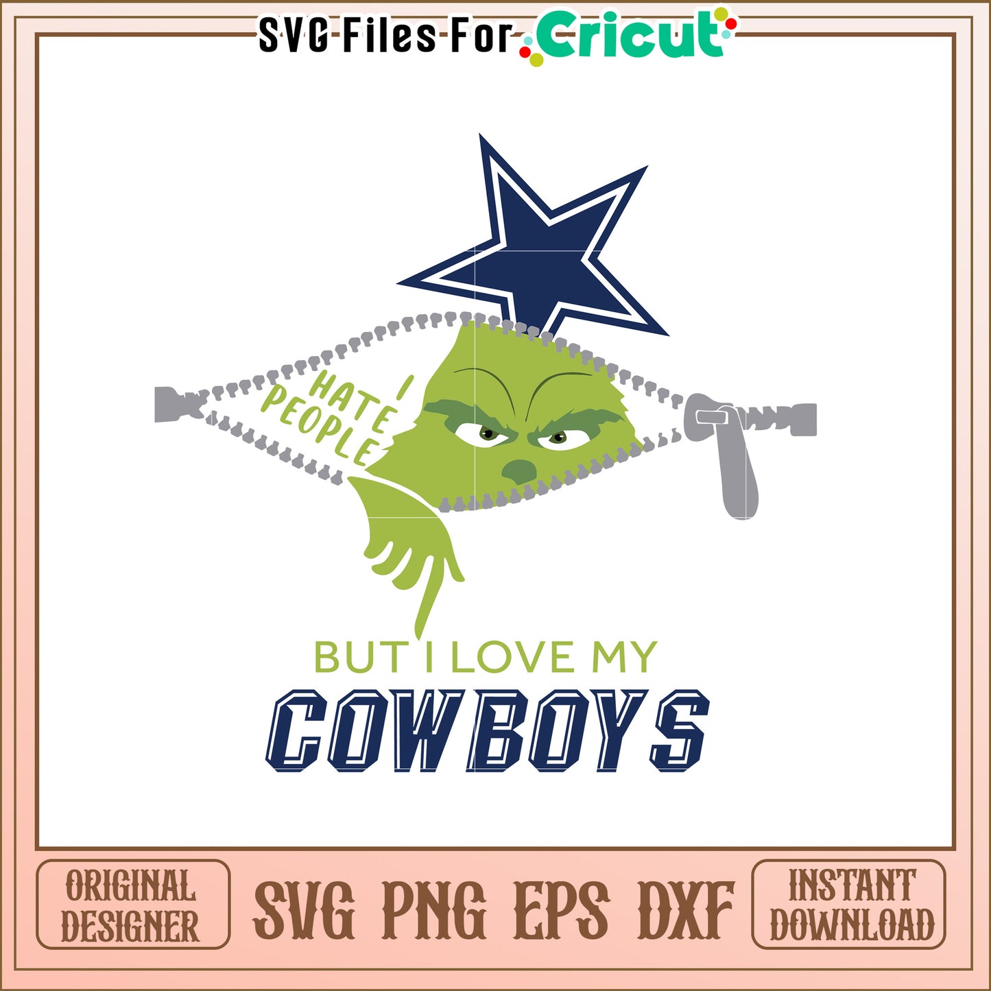 Grinch SVG Design I Hate People Love Cowboys