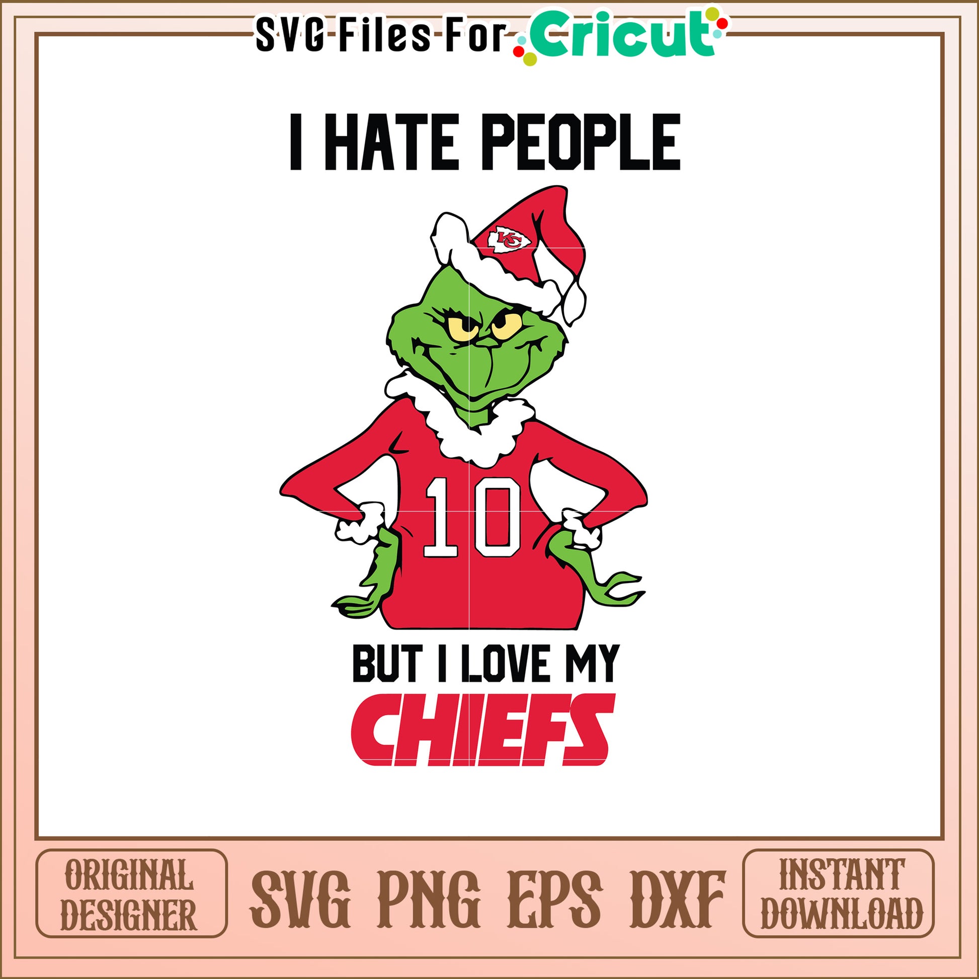 Grinch SVG Design with Chiefs Love for Fans