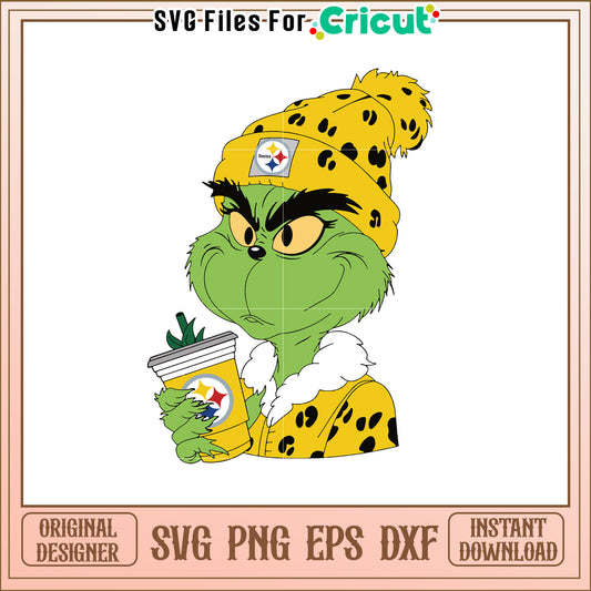 Grinch SVG Design with Steelers Theme for Fans