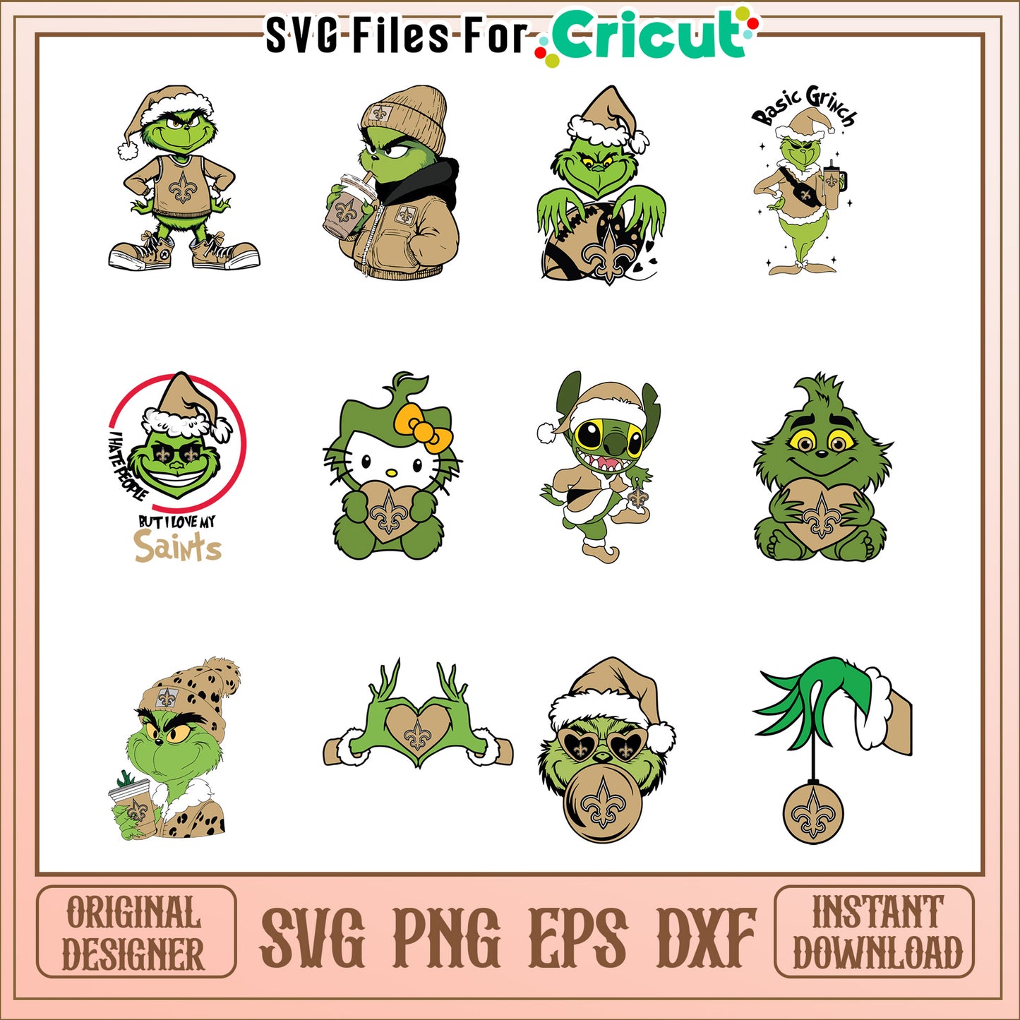 Grinch Saints Bundle SVG PNG EPS DXF