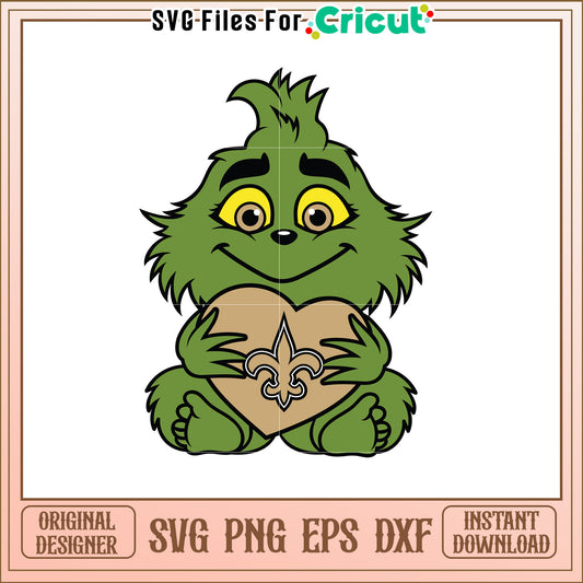 Grinch Saints Heart SVG Design