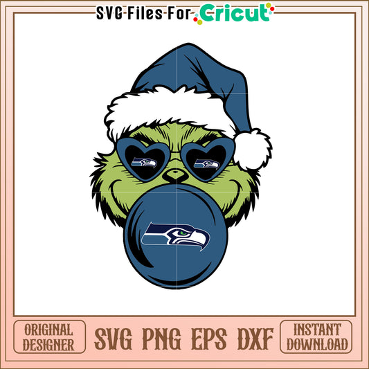 Grinch Santa Hat SVG Seattle Seahawks Design Art