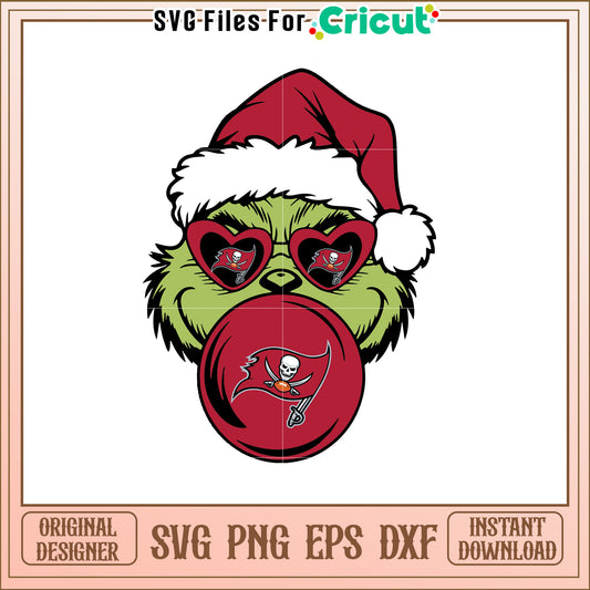 Grinch Santa Hat with Buccaneers SVG Design