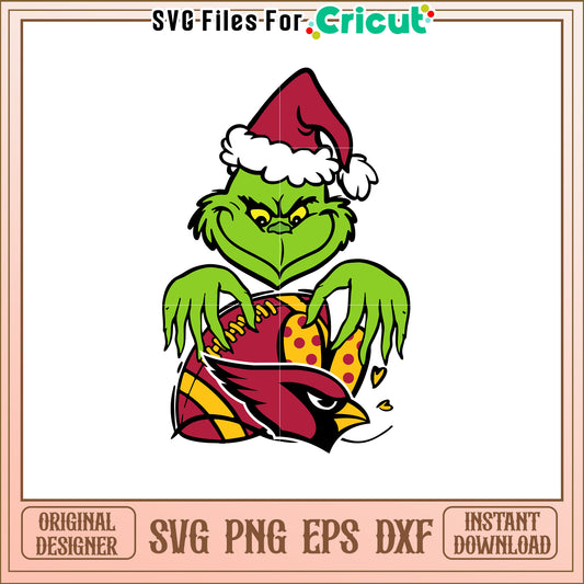 Grinch Santa SVG Design with Arizona Cardinals Logo