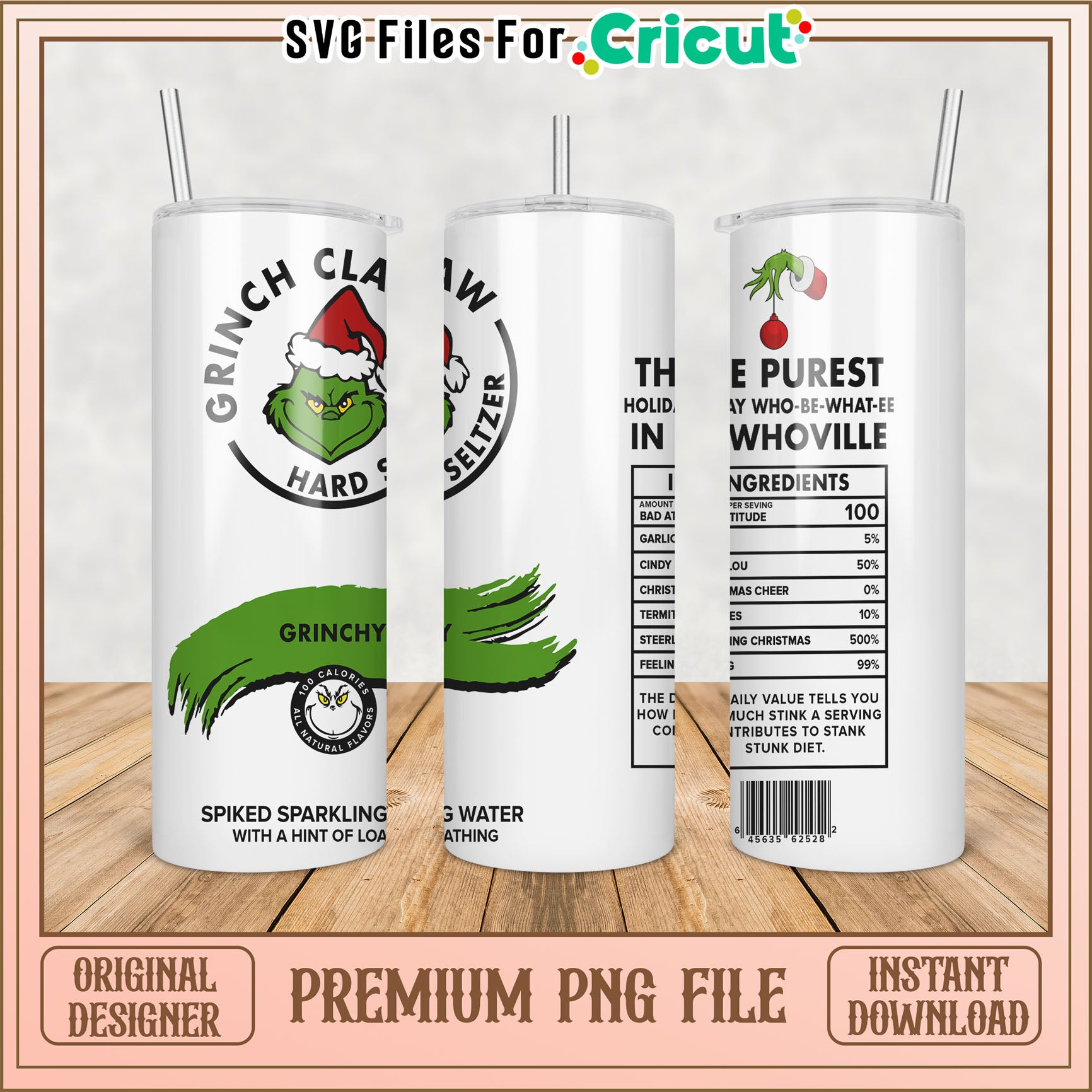 Grinch Seltzer PNG Sublimation Design