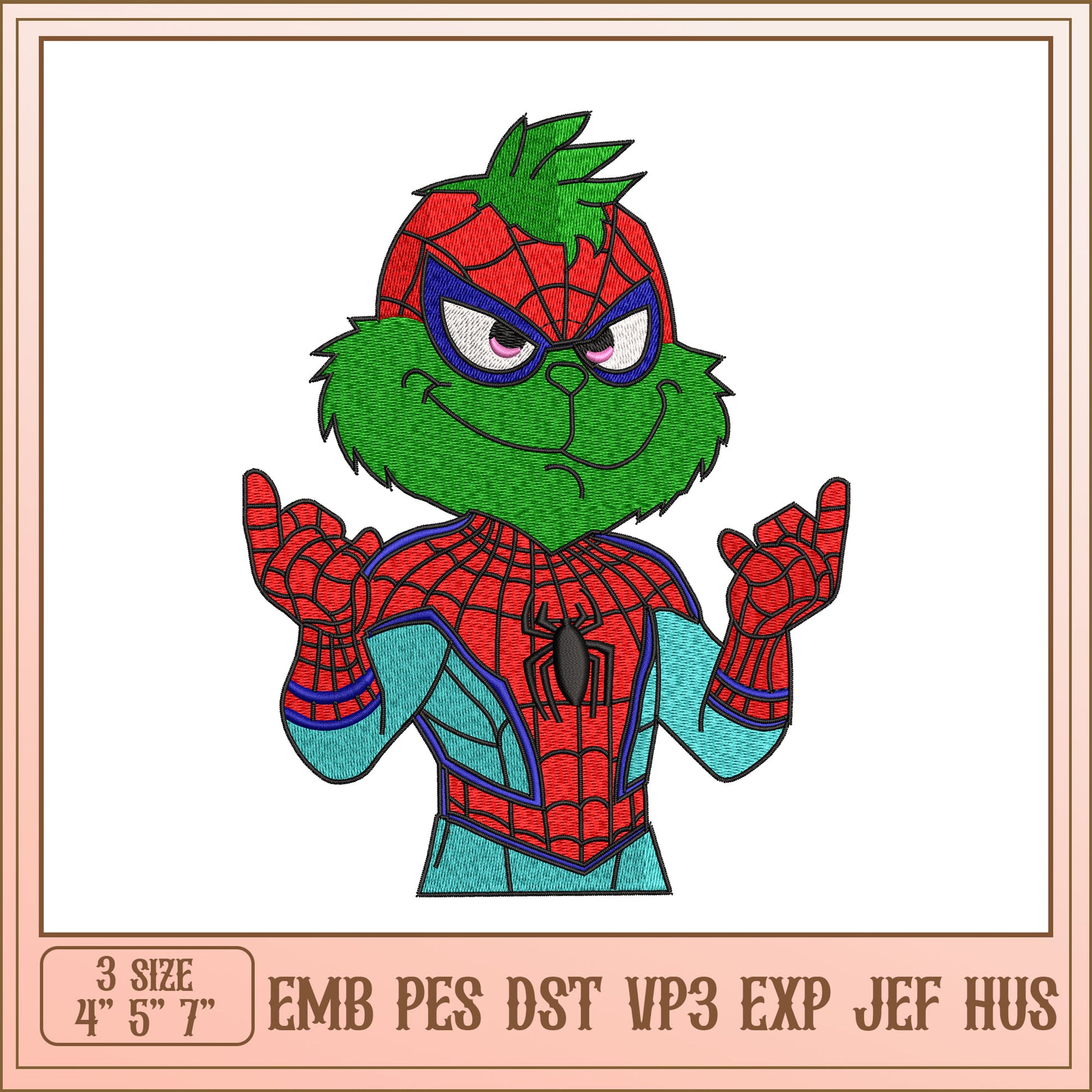 Grinch Spider-Man Embroidery Design