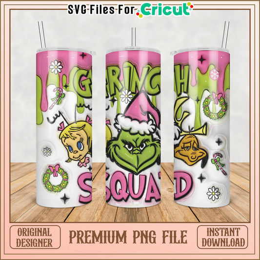 Grinch Squad Christmas Tumbler PNG