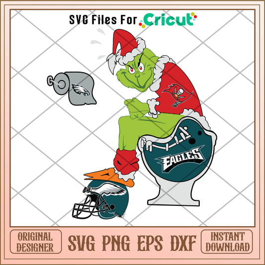 Grinch Tampa Bay Buccaneers and Eagles SVG, american eagle grinch​ svg