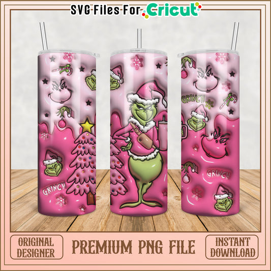 Grinch Themed PNG Tumbler Design for Cricut Instant Download