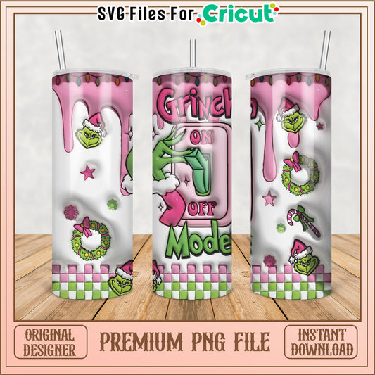 Grinch Themed Tumbler PNG Design for Cricut Crafts Instant Download