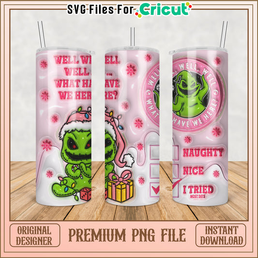Grinch Themed Tumbler PNG Design for Cricut Holiday Crafts