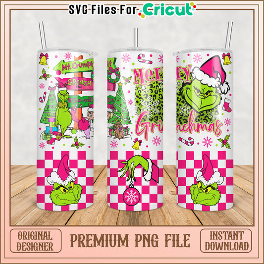 Grinch Themed Tumbler PNG File Perfect for Holiday Crafting