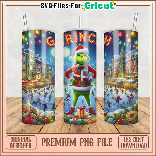 Grinch Themed Tumbler PNG File for Cricut Holiday Crafts Download
