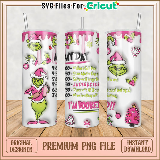 Grinch Themed Tumbler PNG for Cricut Holiday Crafting Ideas