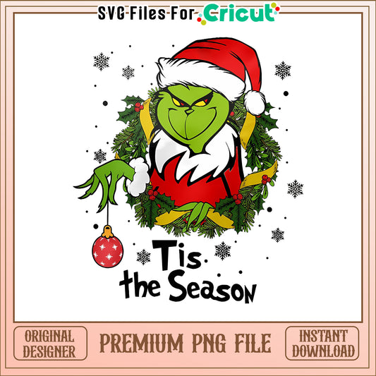 Grinch Tis season christmas png, new grinch cartoon png