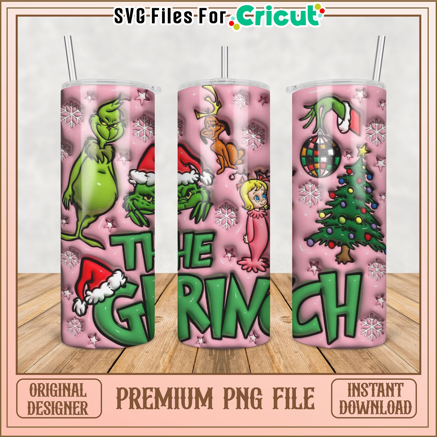 Grinch Tumbler Design PNG File for Cricut Instant Download Gift