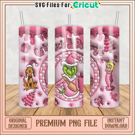 Grinch Tumbler Design PNG for Cricut Christmas Crafting Fun