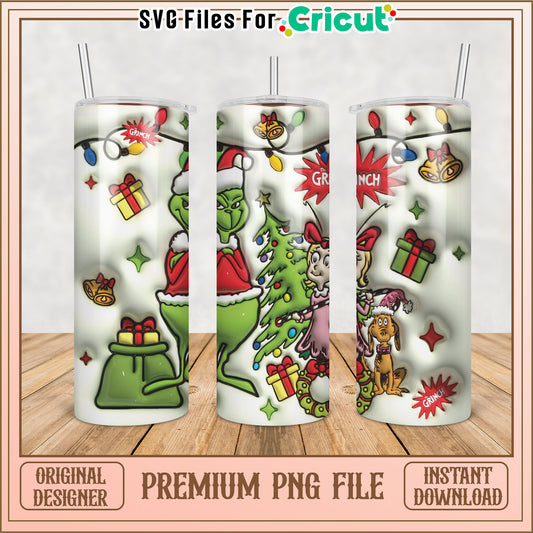 Grinch Tumbler Design Premium PNG File for Cricut Instant Download